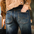 Vintage 11.5oz Washed Denim Jeans – Men’s Straight Fit Ethnic Design Pants with YKK Zipper